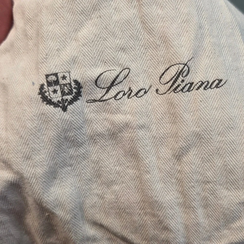 Loro Piana Authentic Cotton Dust Bags Set of 2 Cream Herringbone Drawstring